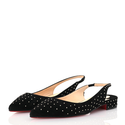 Christian Louboutin Suede Studded Slingback Flats 36.5 Black 3 of 9