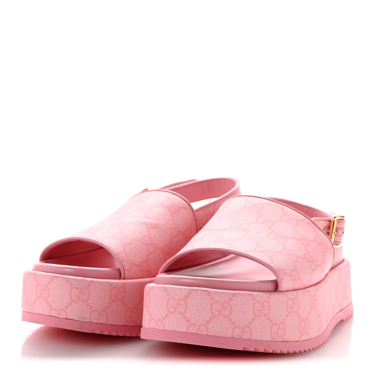GG Supreme Monogram Granada Kid Angelina Platform 35mm Slingback Sandals 39 Cotton Candy Dark Cotton Candy Wild Rose