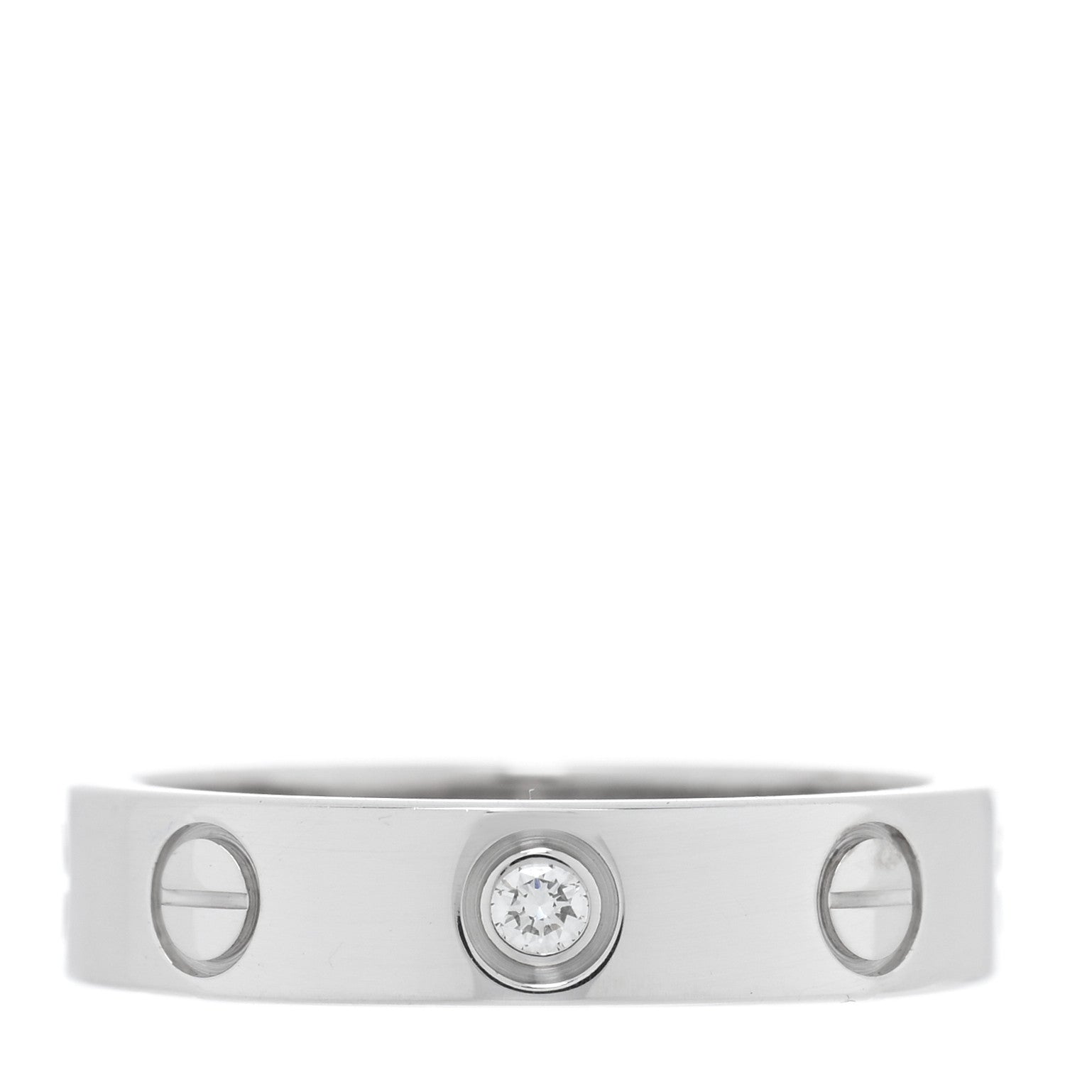 Cartier 18K White Gold Diamond 4mm LOVE Wedding Band Ring 48 4.5 1 of 4