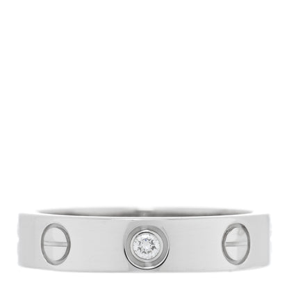 Cartier 18K White Gold Diamond 4mm LOVE Wedding Band Ring 48 4.5 1 of 4