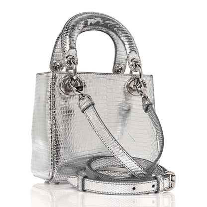 Christian Dior Metallic Lizard Mini Lady Dior Silver 3 of 18