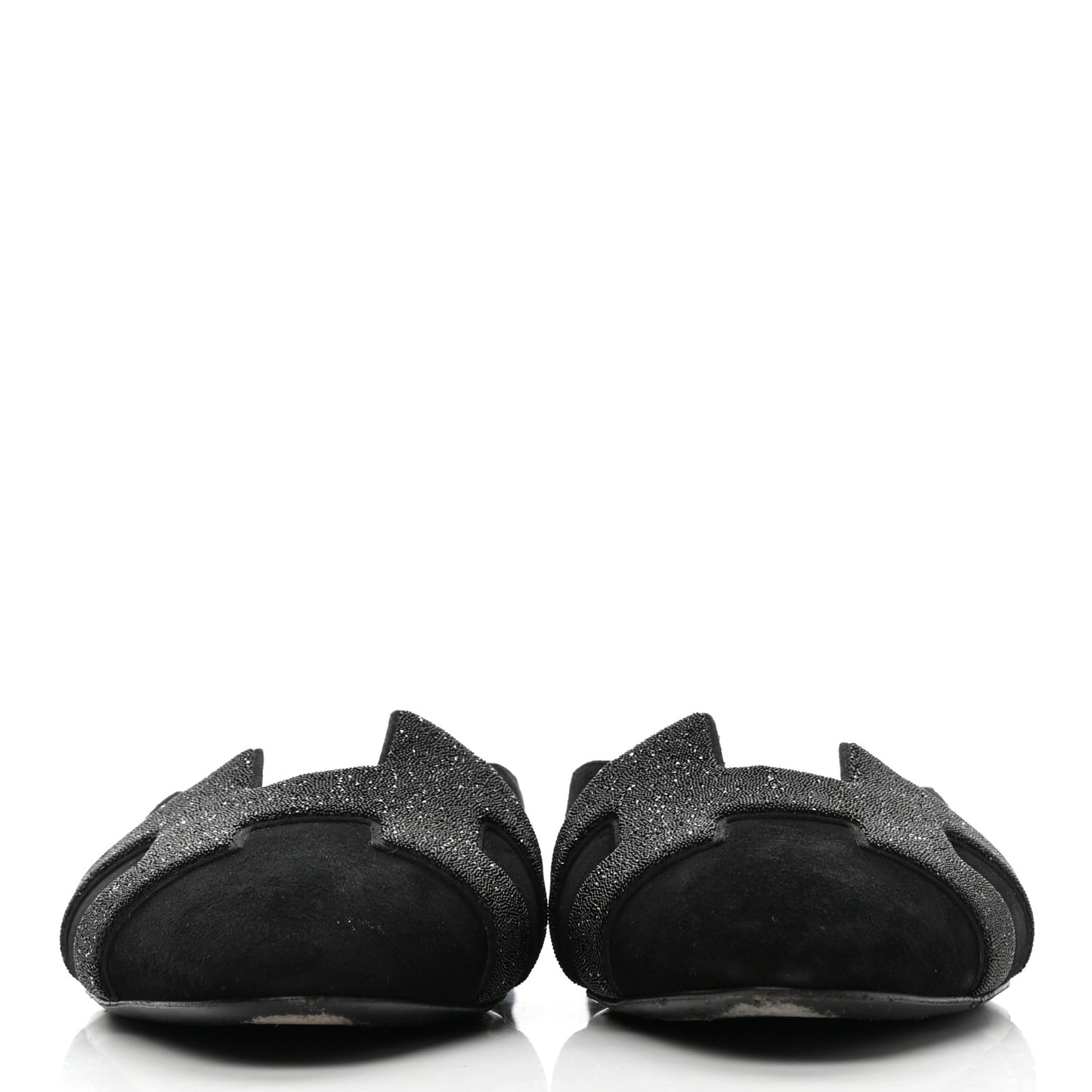 Satin Suede Goatskin Crystal Roxane Mules 39 Black