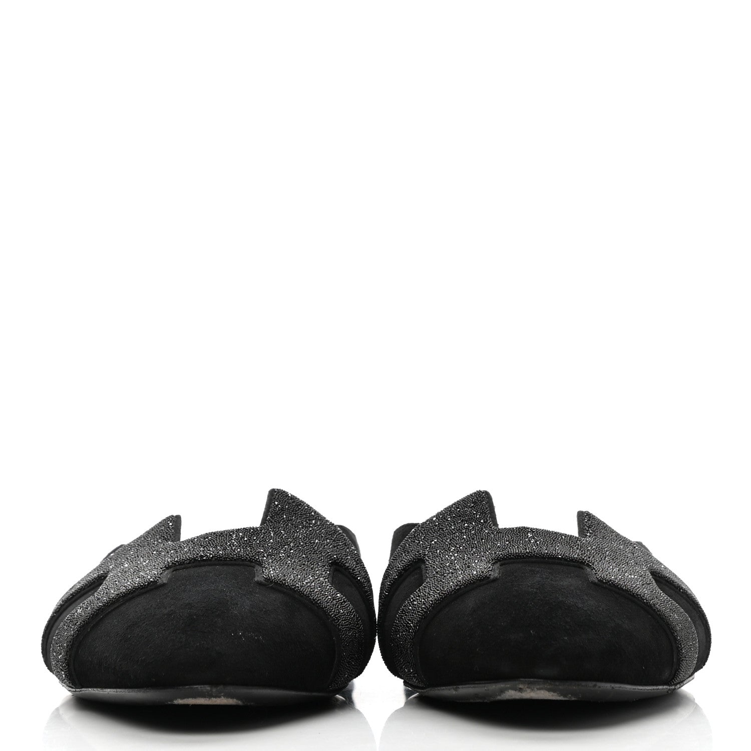 Hermes Satin Suede Goatskin Crystal Roxane Mules 39 Black 2 of 12