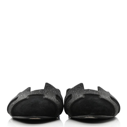 Hermes Satin Suede Goatskin Crystal Roxane Mules 39 Black 2 of 12