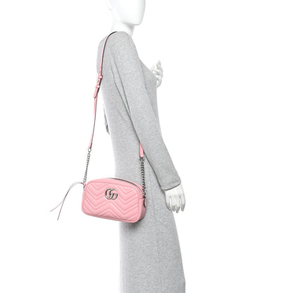Gucci Calfskin Matelasse Small GG Marmont Chain Shoulder Bag Wild Rose 2 of 10