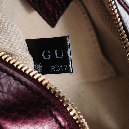 Gucci Metallic Pebbled Calfskin Small Soho Disco Bag Burgundy 7 of 9