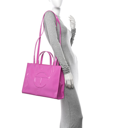 Telfar Patent Vegan Leather Medium Shopping Bag Pink 2 of 10