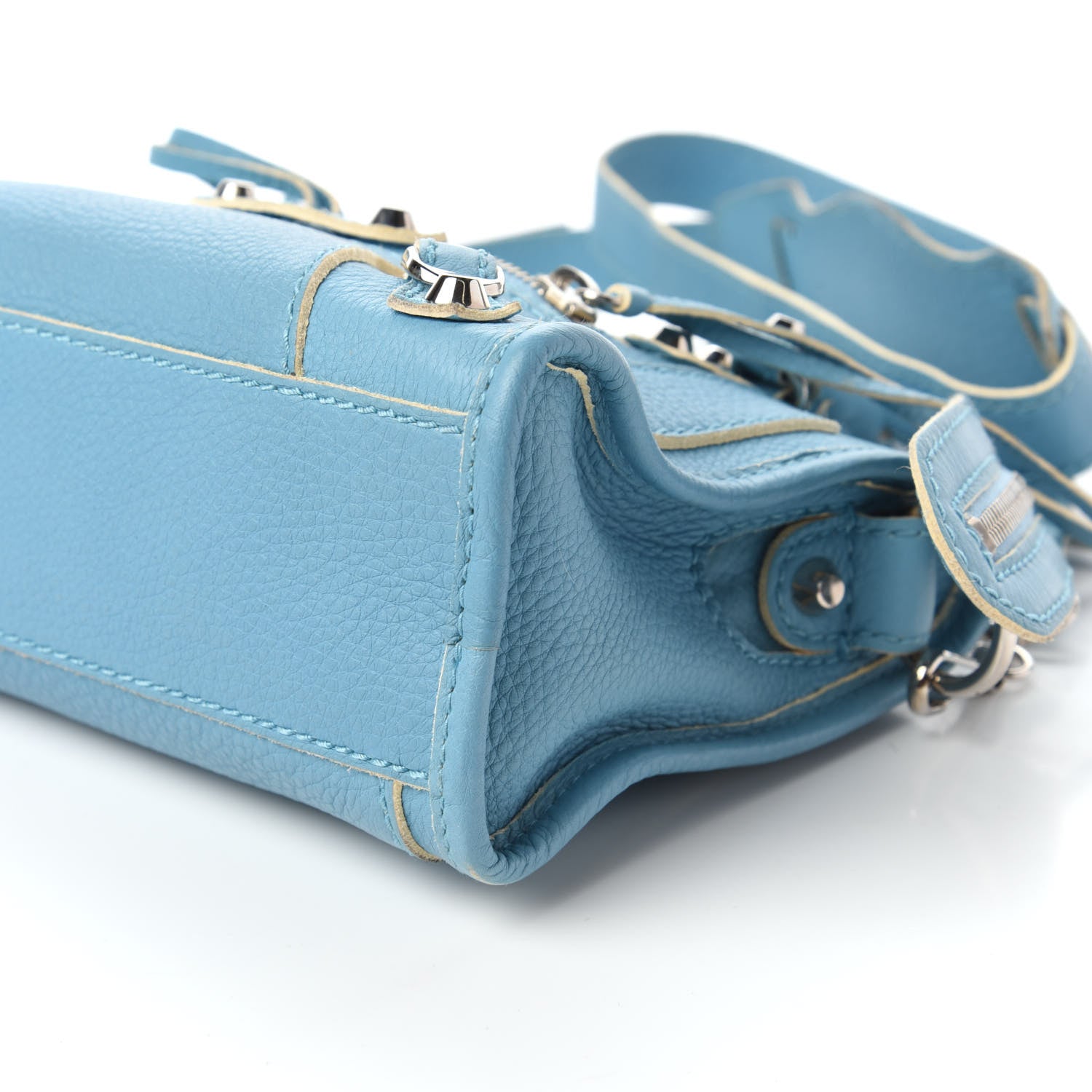 Balenciaga Supple Grained Calfskin Classic Silver Hardware Highlight Mini City Bleu Caraibes 7 of 10