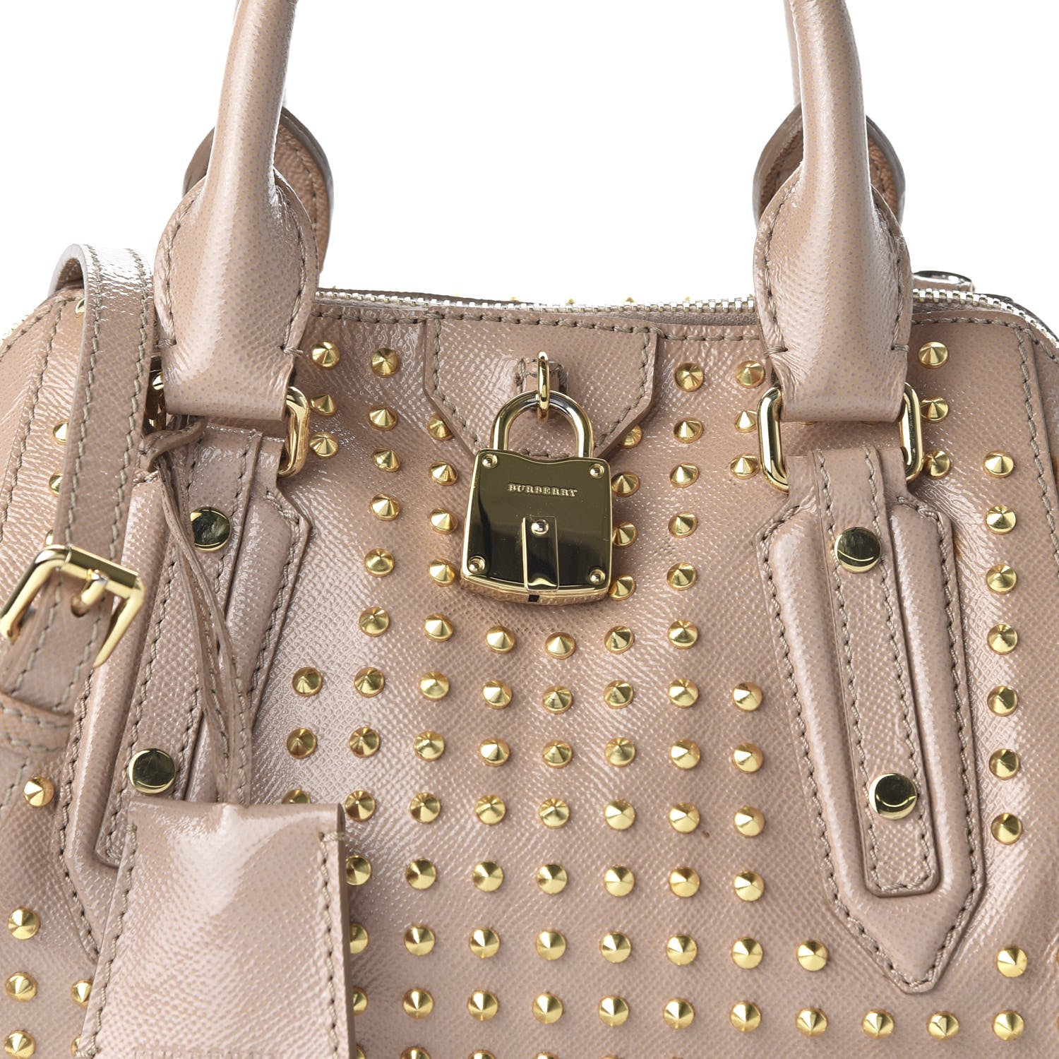 Burberry Patent Calfskin Studded Small Blaze Bowler Bag Oyster Pink 11 of 11