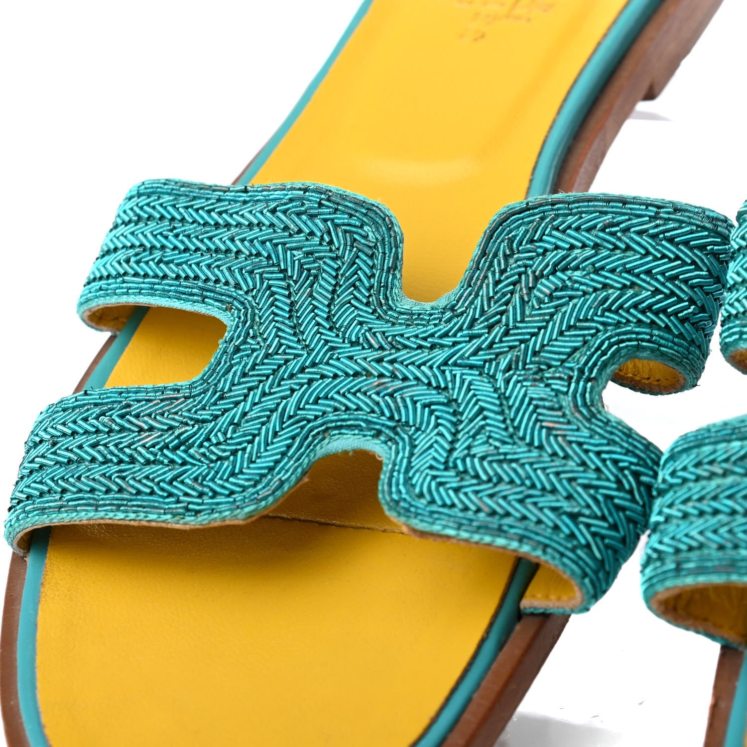 Hermes Dabka Embroidered Chevron Oran Sandals 38 5 of 8