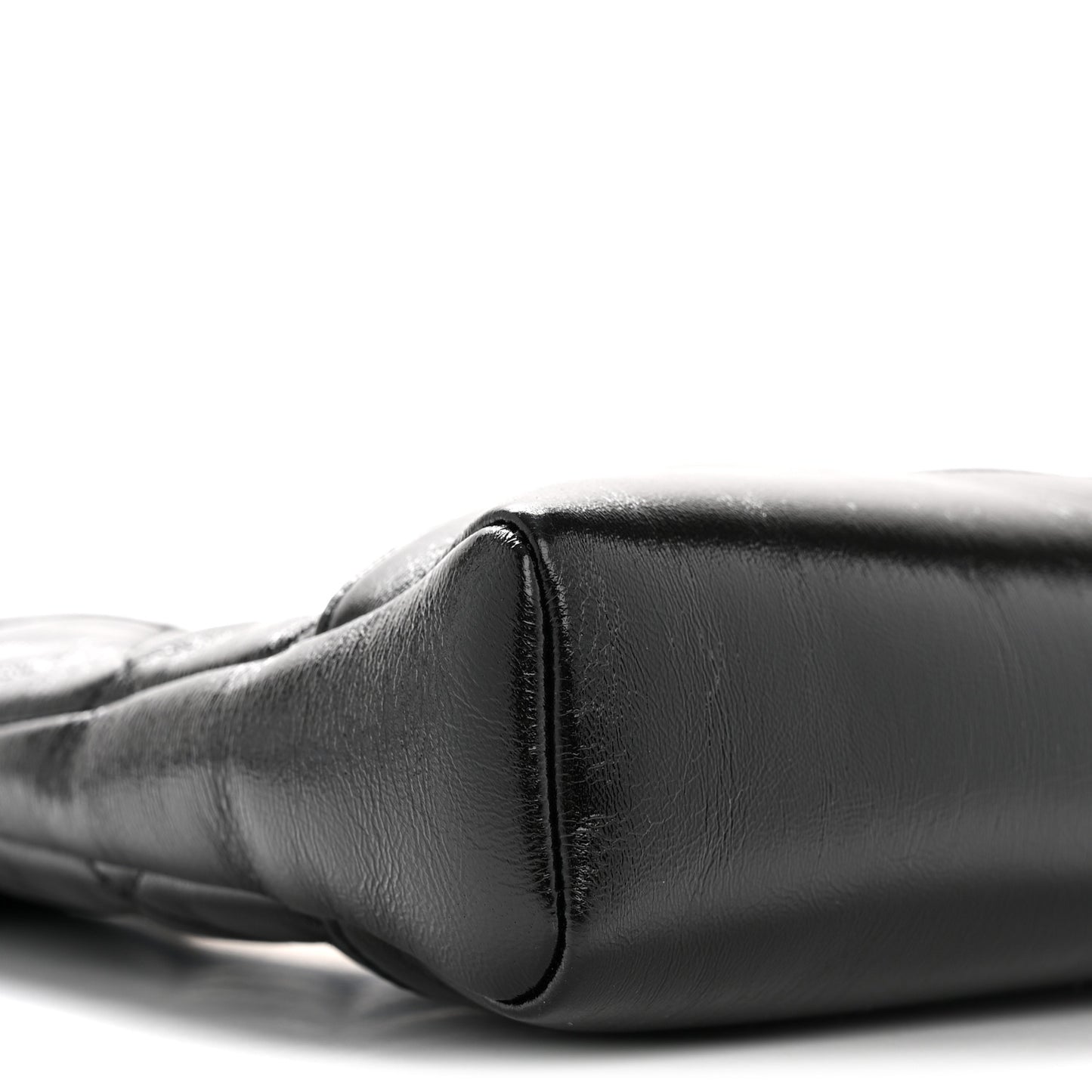Shiny Crumpled Calfskin Quilted Mini 31 Shopping Bag Black