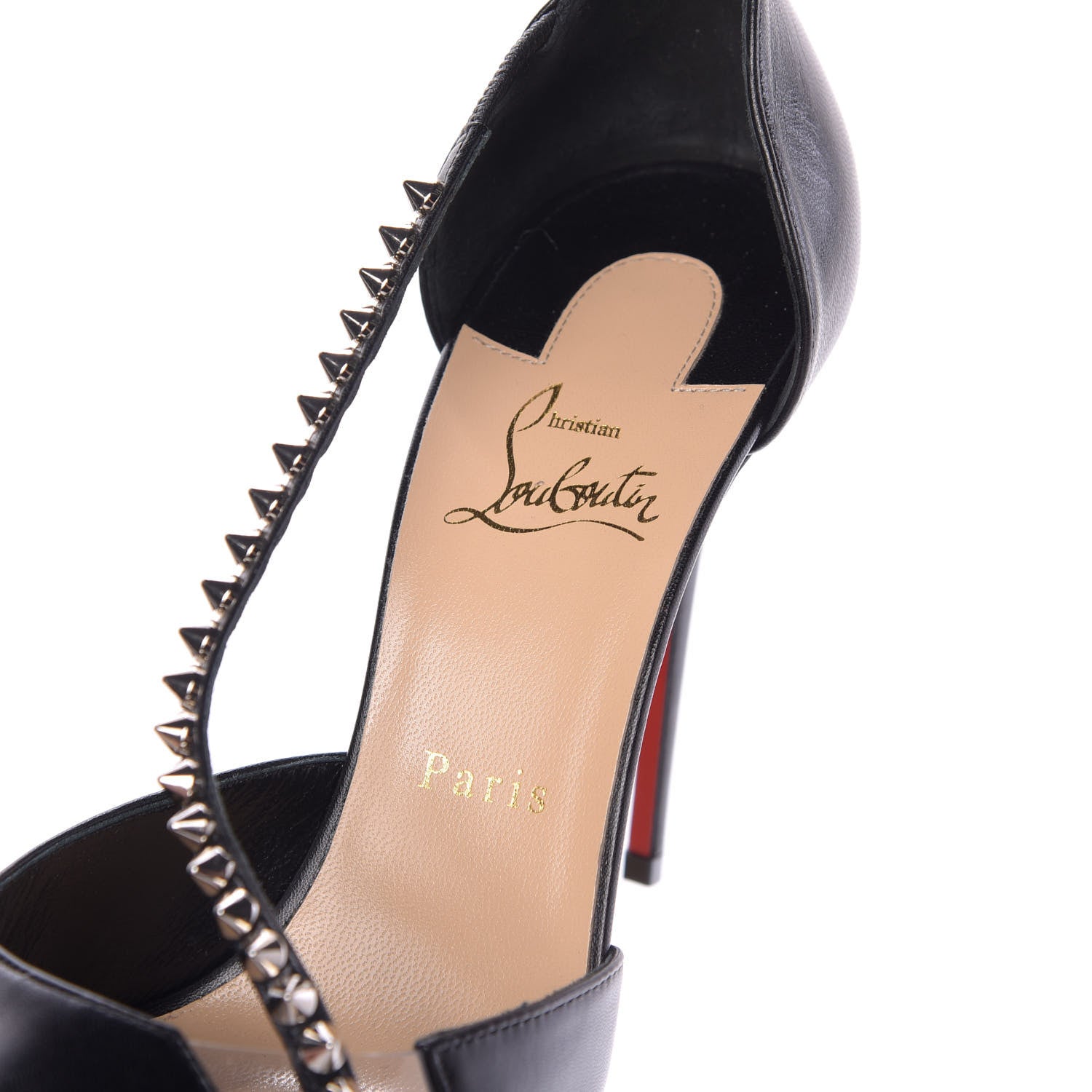 Christian Louboutin Kid PVC Spike Cross 100 Pumps 39.5 Black
