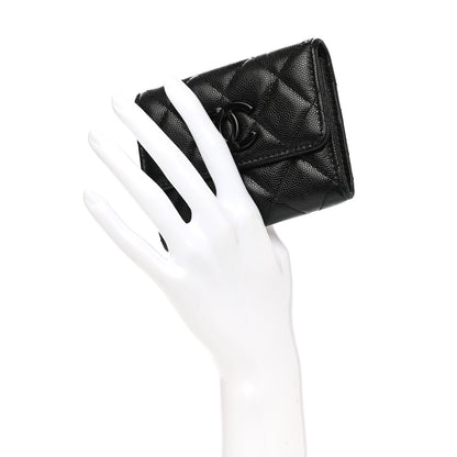 Chanel Caviar Quilted My Everything Flap Card Holder Wallet Black 2 of 8