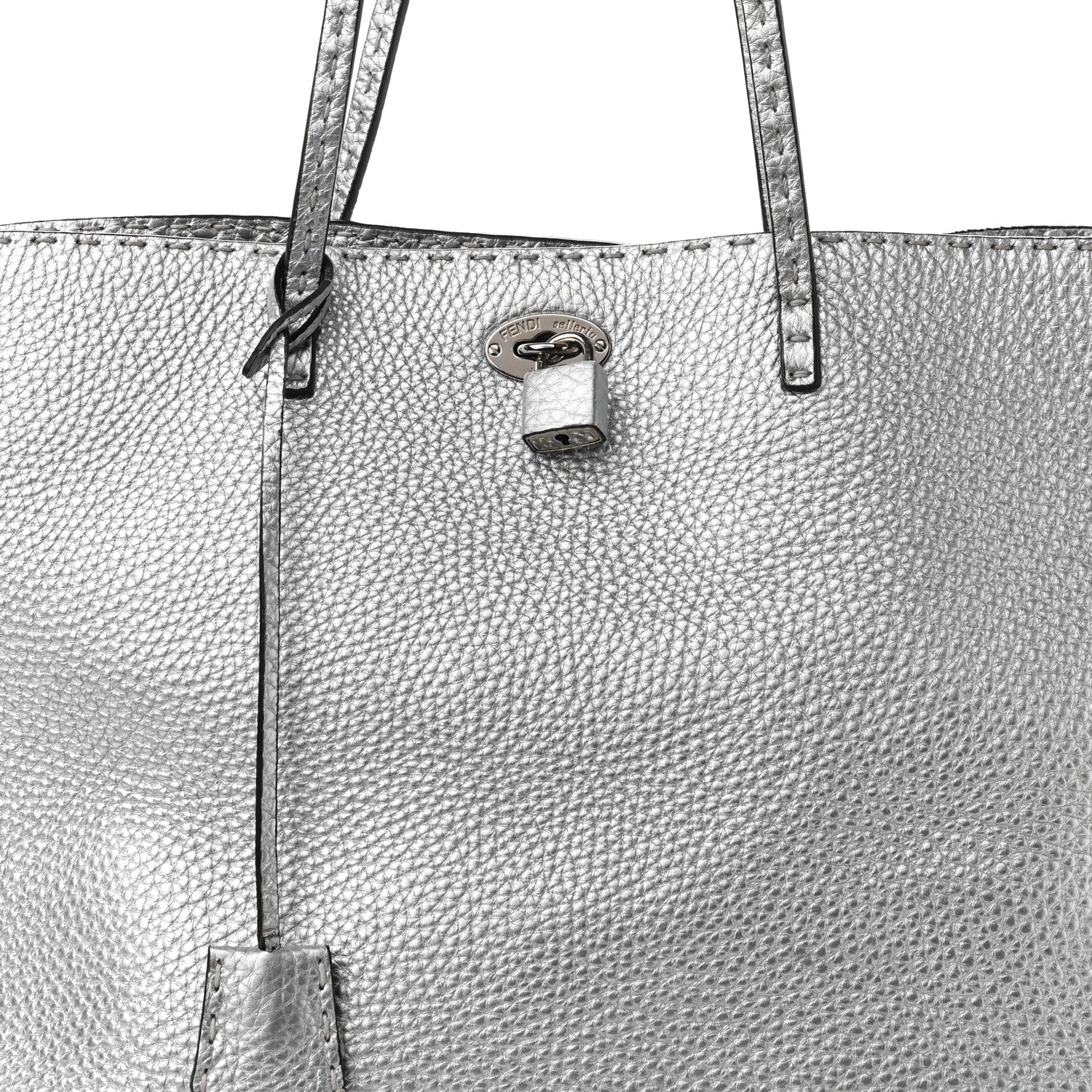 Fendi Cuoio Romano Lux Selleria Carla Shopping Tote Argento 6 of 12