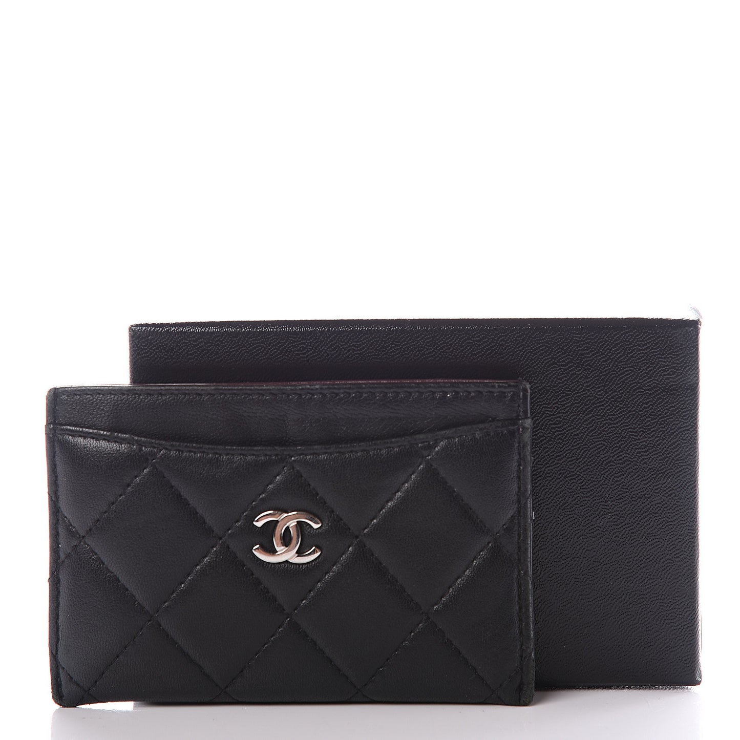 Lambskin Quilted Card Holder Black