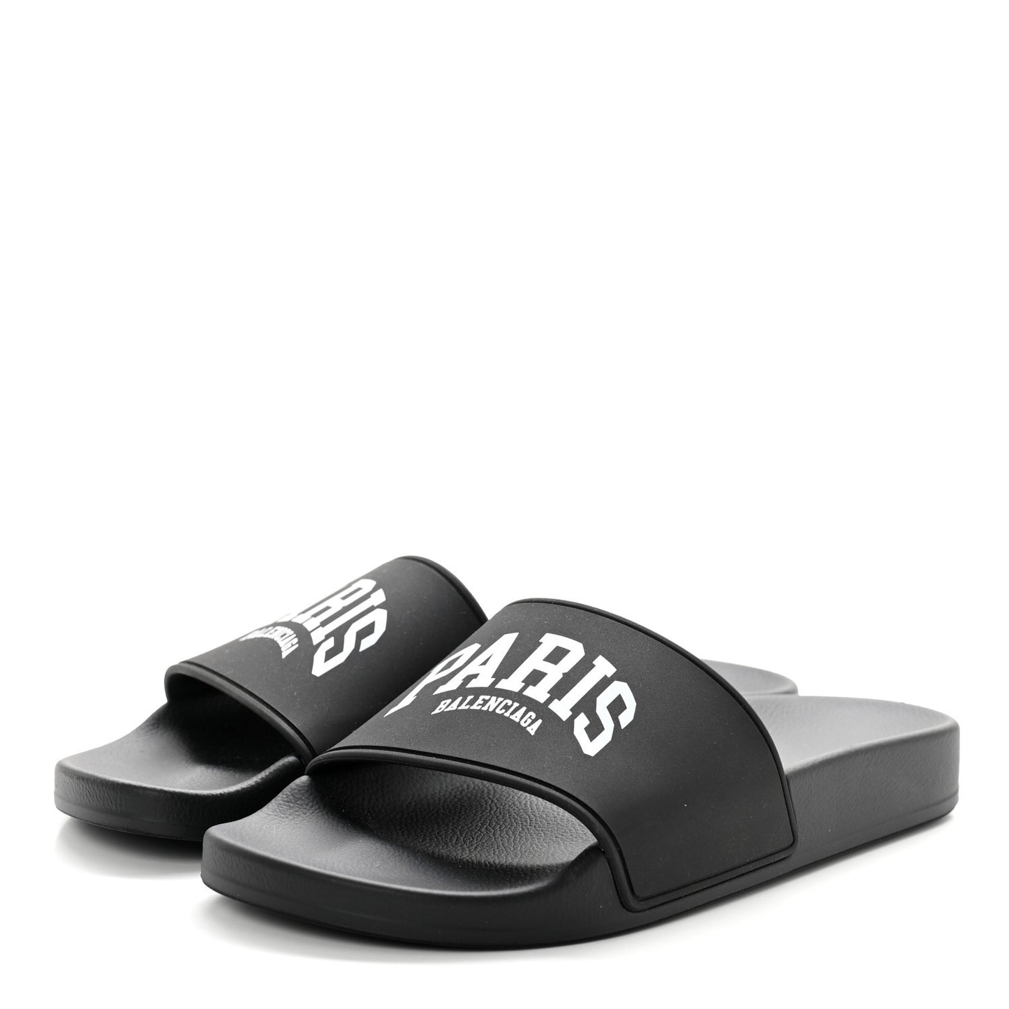 Rubber Paris Logo Womens Slide Sandals 37 Black