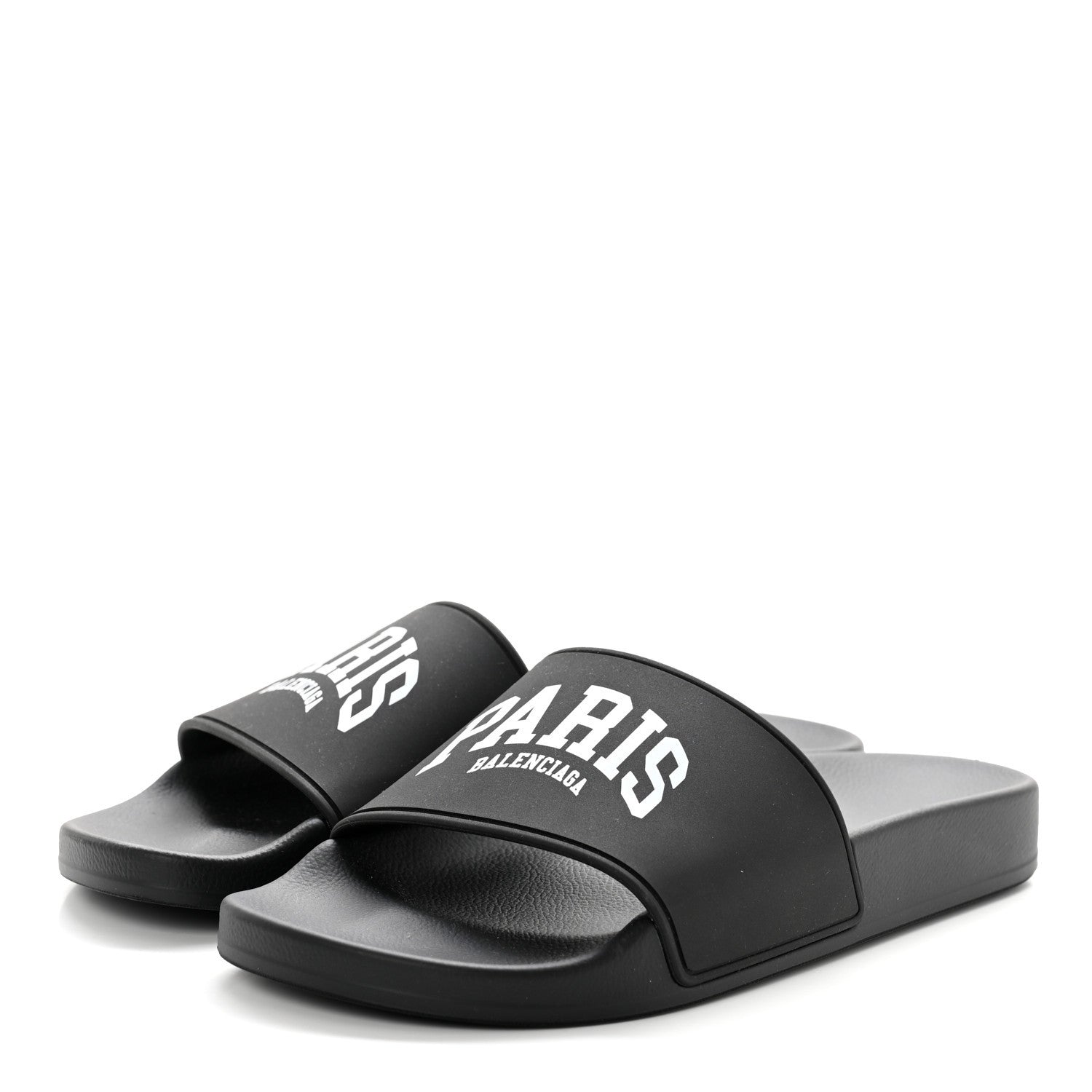 Balenciaga Rubber Paris Logo Womens Slide Sandals 37 Black 3 of 9