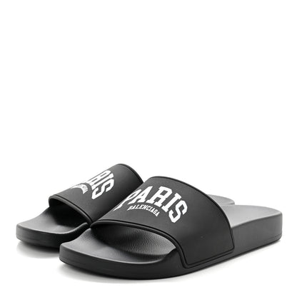 Balenciaga Rubber Paris Logo Womens Slide Sandals 37 Black 3 of 9