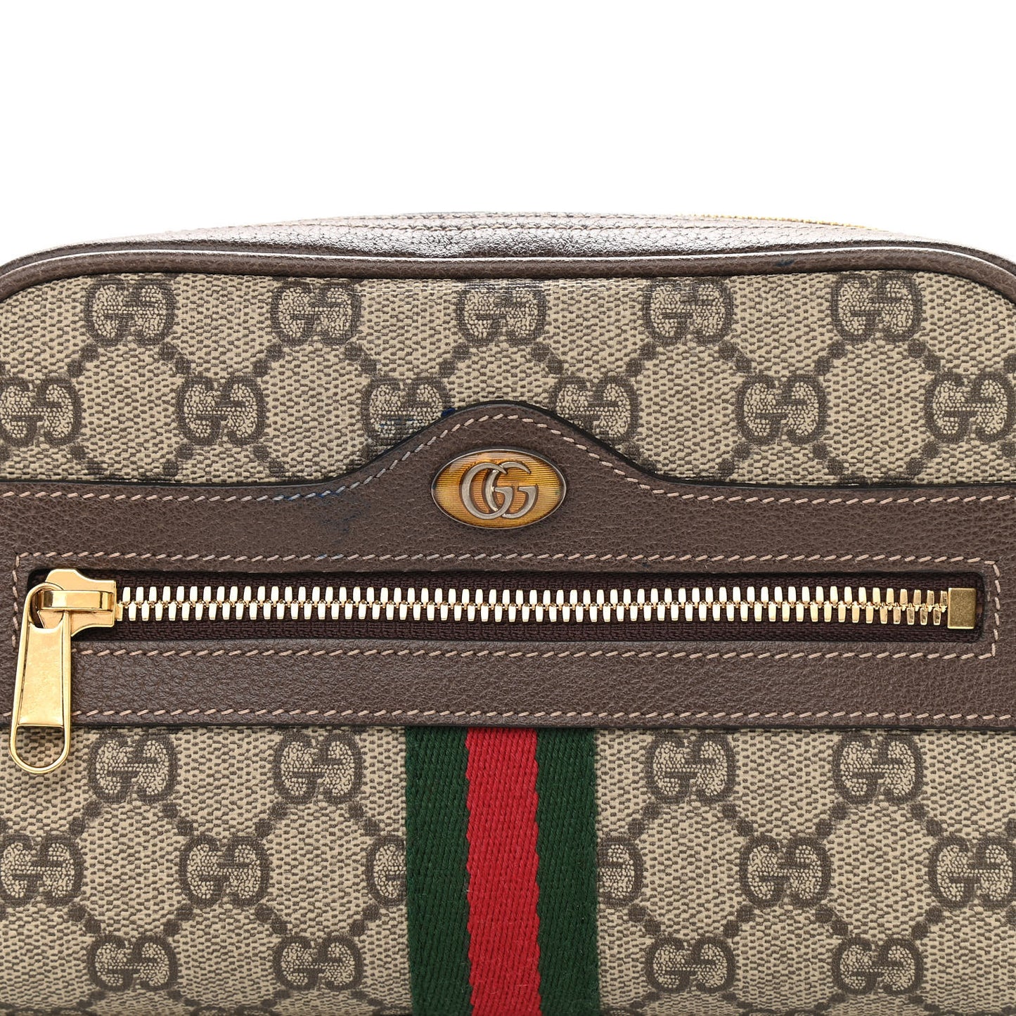 GG Supreme Monogram Web Small Ophidia Belt Bag 95 38 Dark Brown