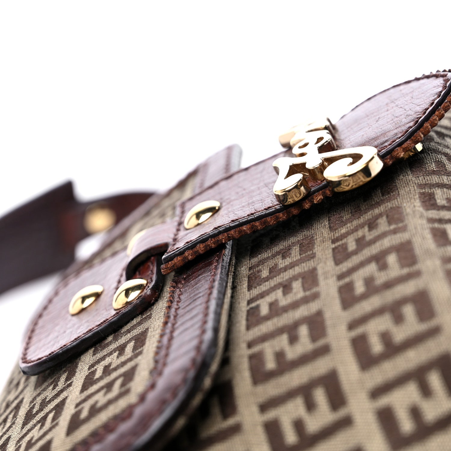 Fendi Zucchino Logo Shoulder Bag Tobacco 16 of 16