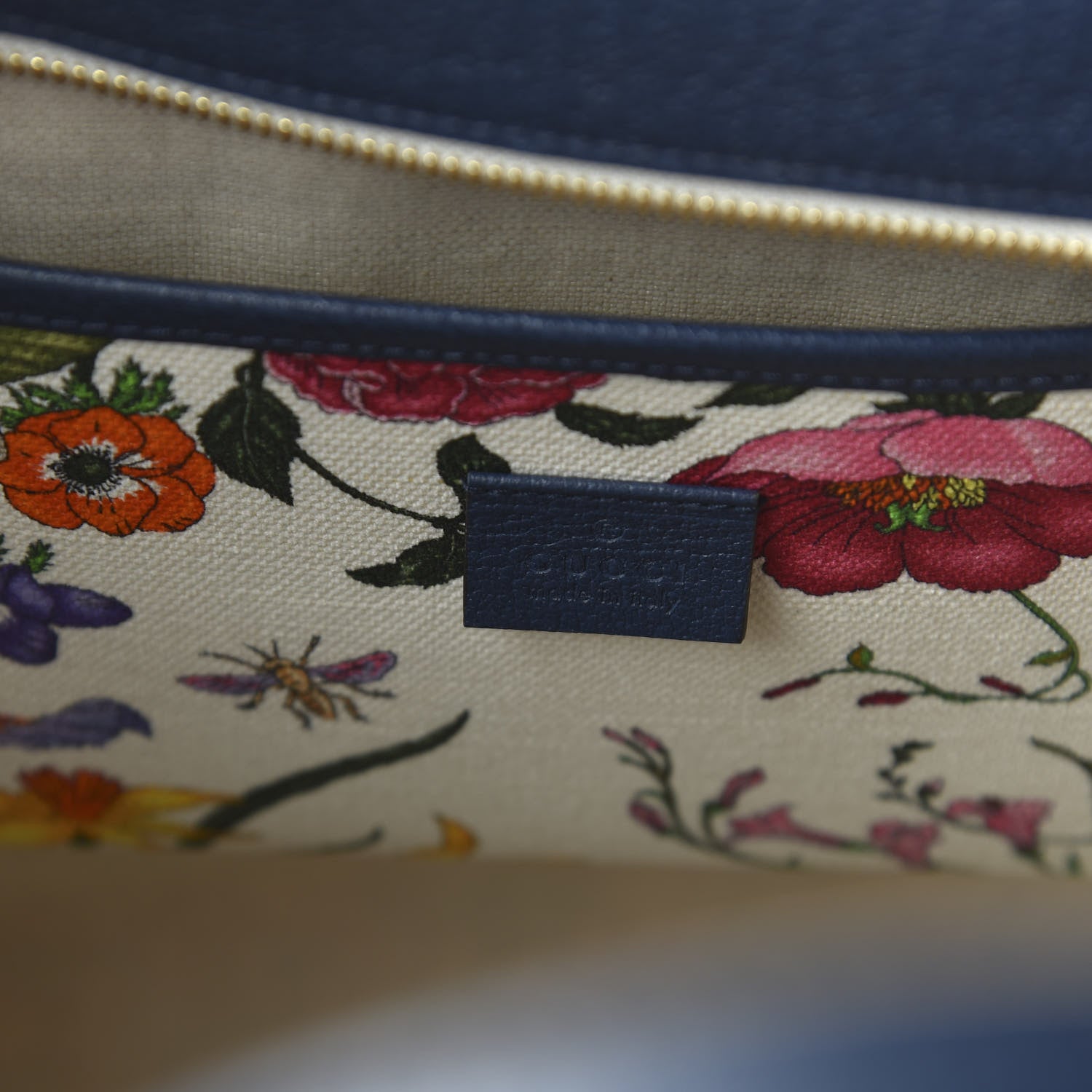 Gucci Canvas Large Flora Tote Navy Multicolor 7 of 9