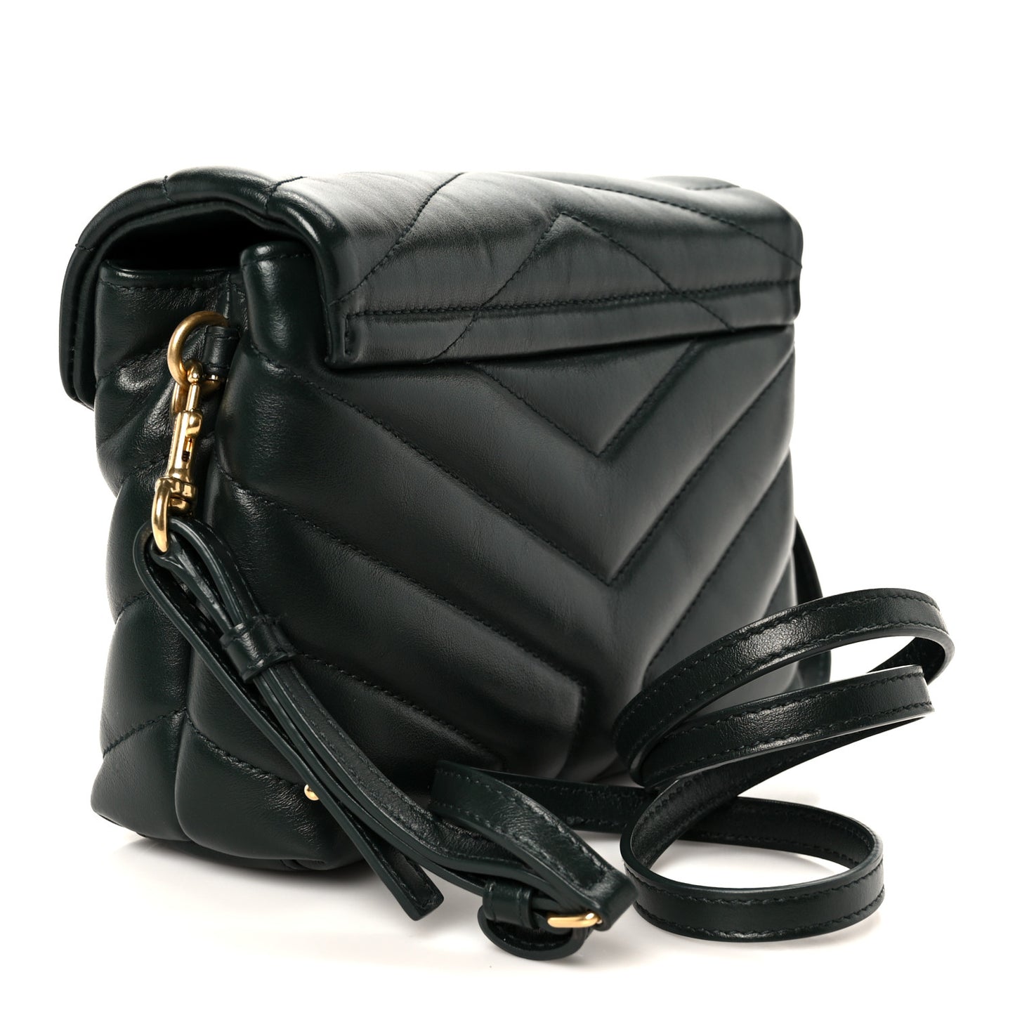 Calfskin Y Quilted Monogram Toy Loulou Crossbody Bag Deep Green