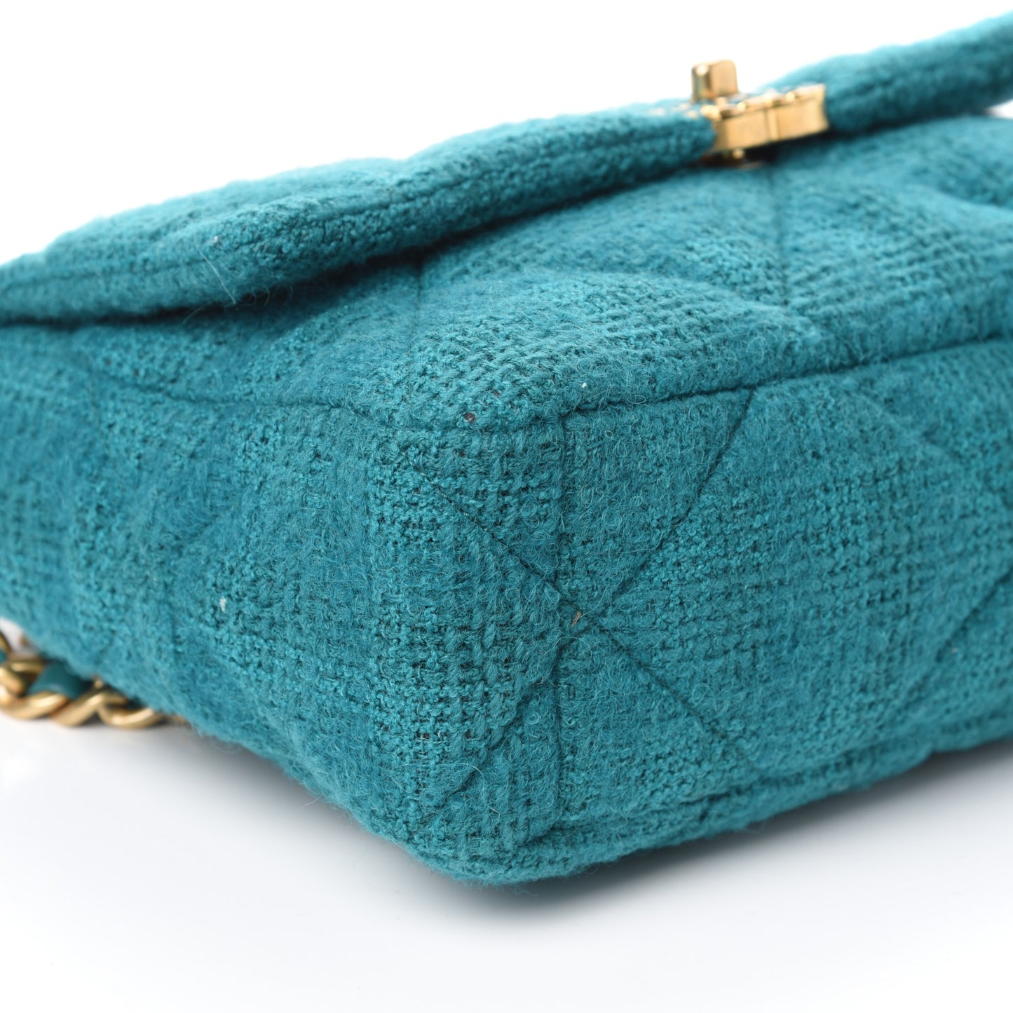 Tweed Quilted Large Chanel 19 Flap Green