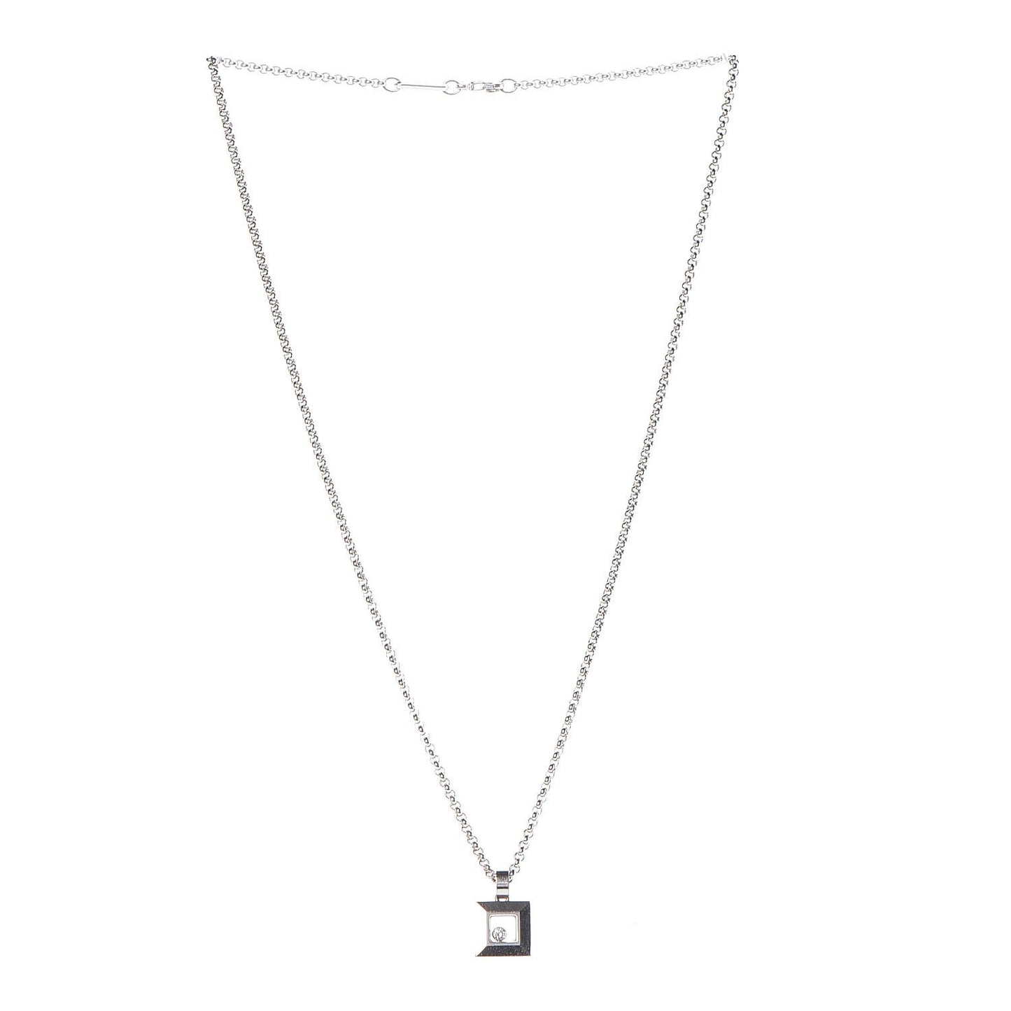 18K White Gold Happy Diamonds Square Pendant Necklace