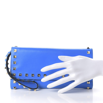 Valentino Garavani Calfskin Rockstud Wristlet Wallet Blue Fluo 2 of 10