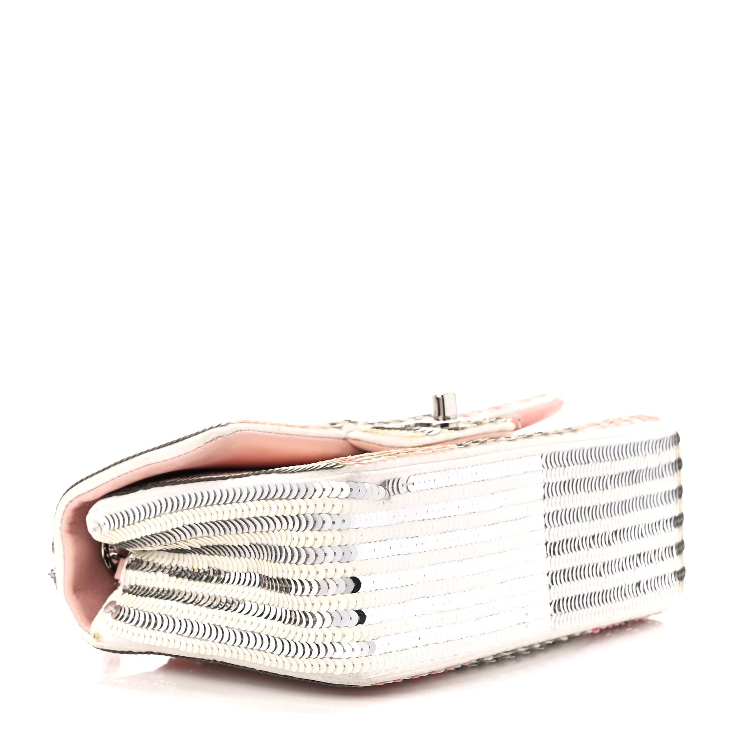 Chanel Sequin Striped Mini Flap Pink White 4 of 11