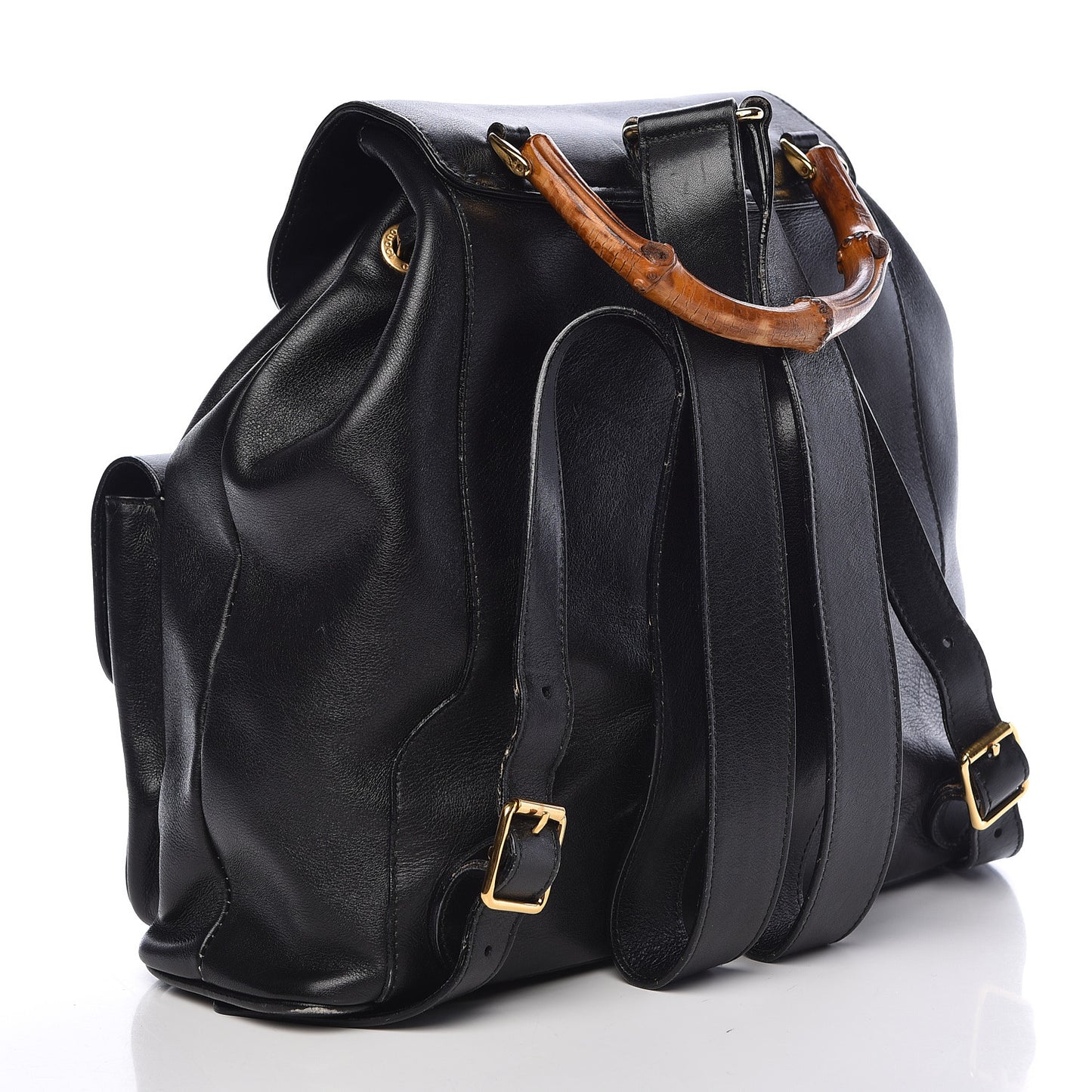 Calfskin Bamboo Backpack Black