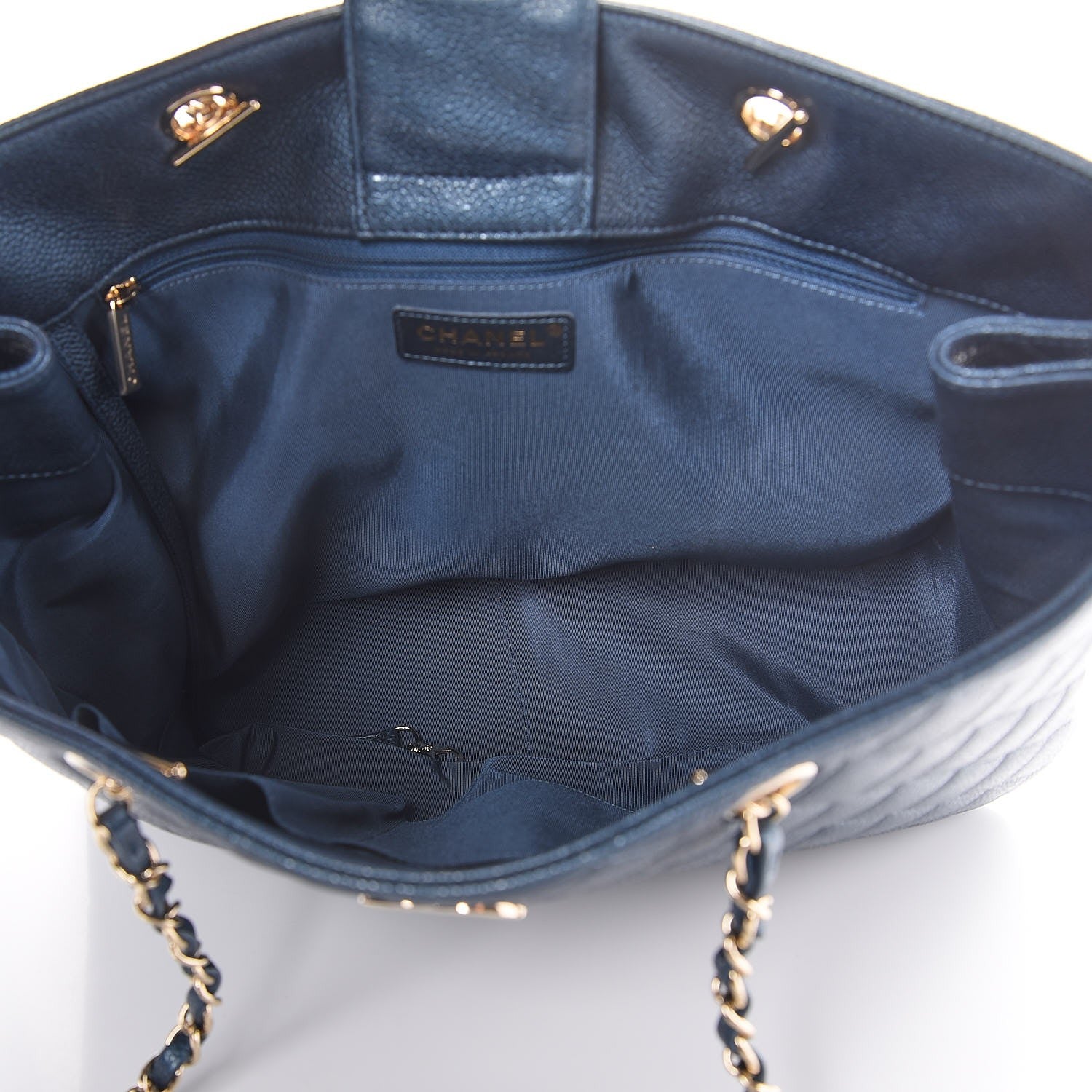 Chanel Metallic Caviar Quilted Large Classic Shopping Tote Dark Blue 5 of 7