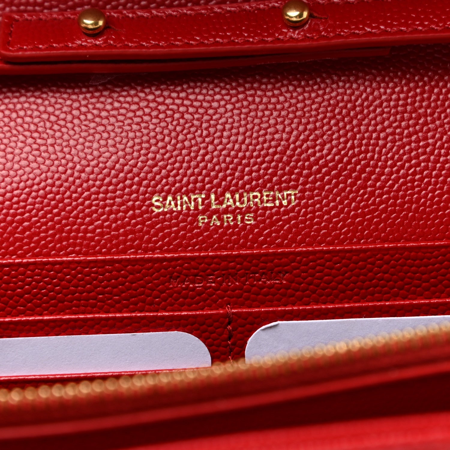 Saint Laurent Grain De Poudre Matelasse Chevron Monogram Chain Wallet Bandana Red 6 of 9