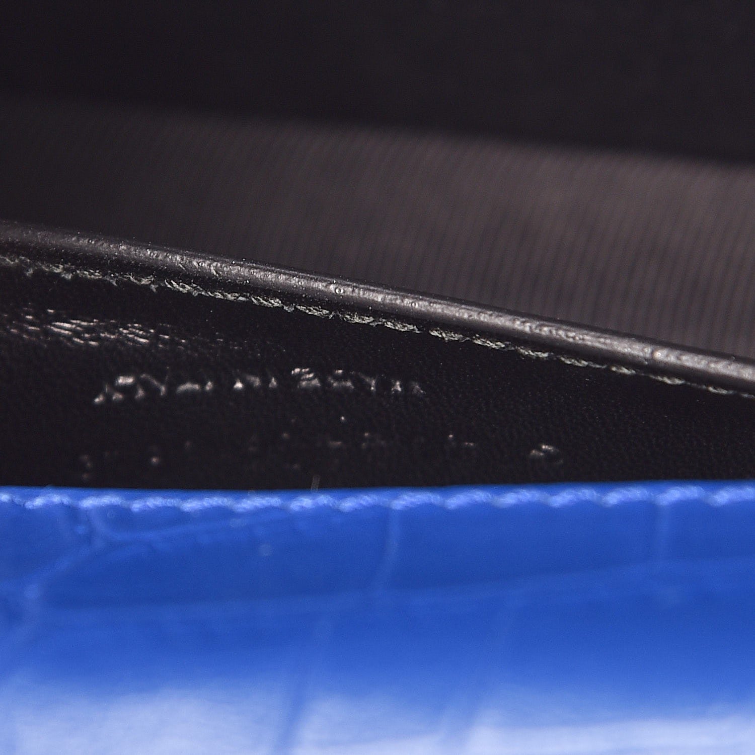 Saint Laurent Calfskin Crocodile Embossed Classic Kate Monogram Clutch Royal Blue 7 of 7