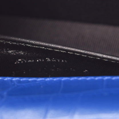 Saint Laurent Calfskin Crocodile Embossed Classic Kate Monogram Clutch Royal Blue 7 of 7