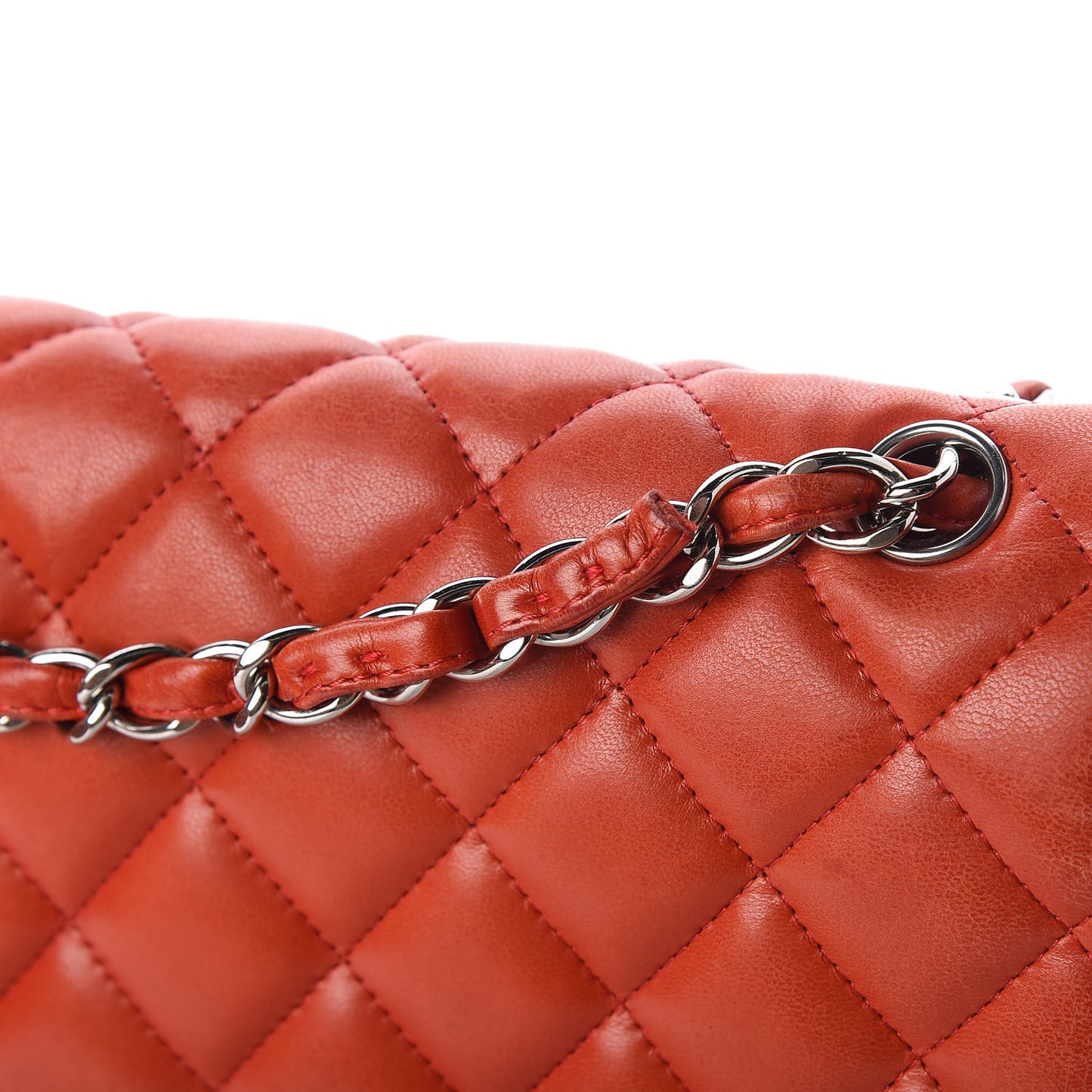 Lambskin Quilted Jumbo Double Flap Red