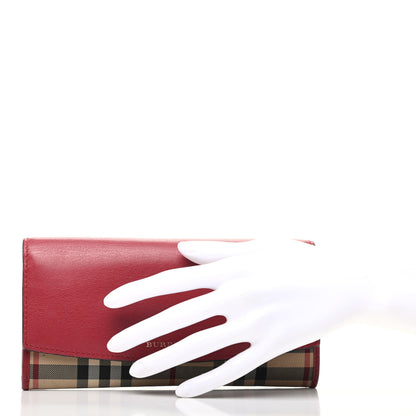 Burberry Calfskin Horseferry Check Porter Continental Wallet Red 2 of 7