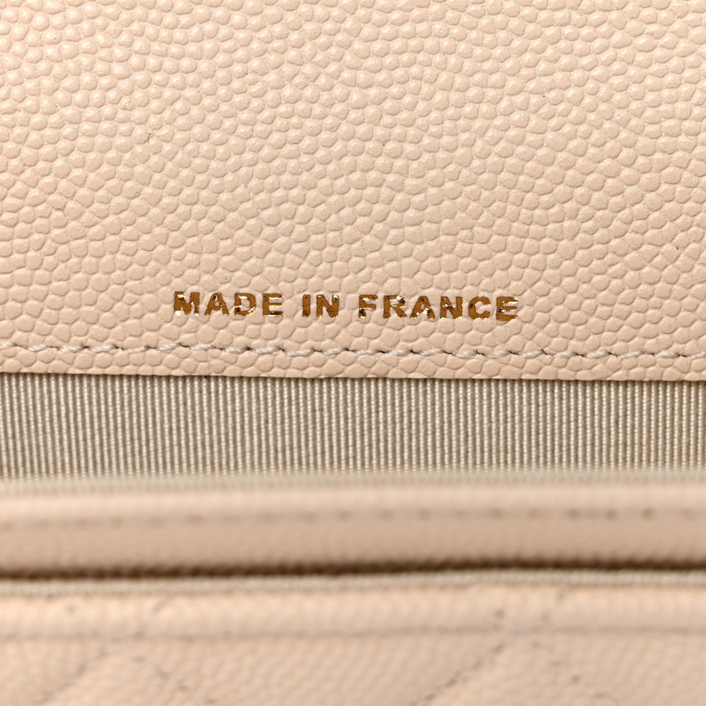 Caviar Quilted Flap Card Holder Wallet Light Beige