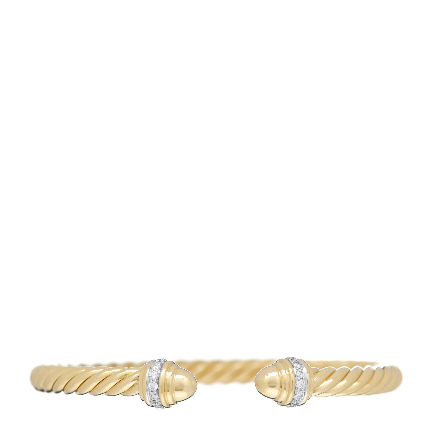 18K Yellow Gold Diamond 5mm Cable Classics Dome Bracelet