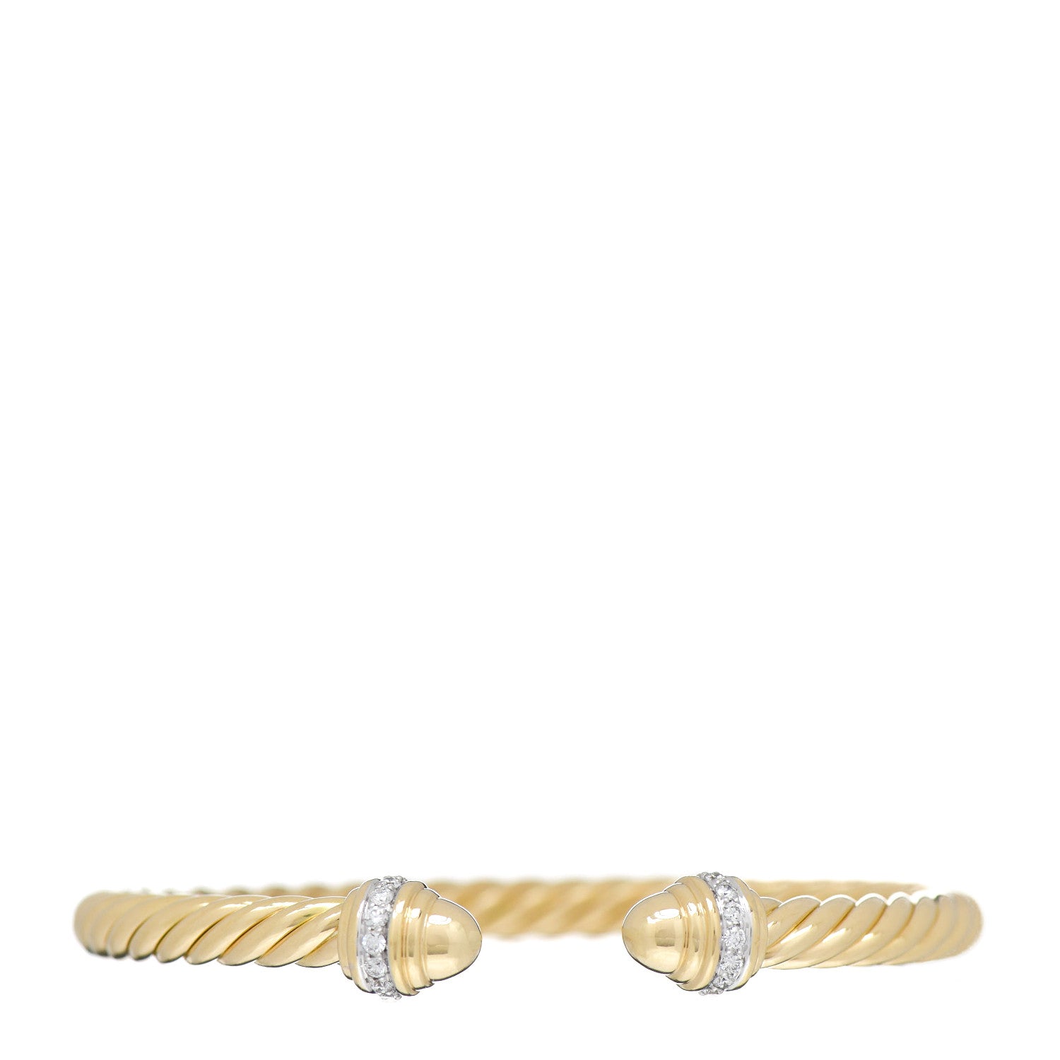 David Yurman 18K Yellow Gold Diamond 5mm Cable Classics Dome Bracelet 1 of 4