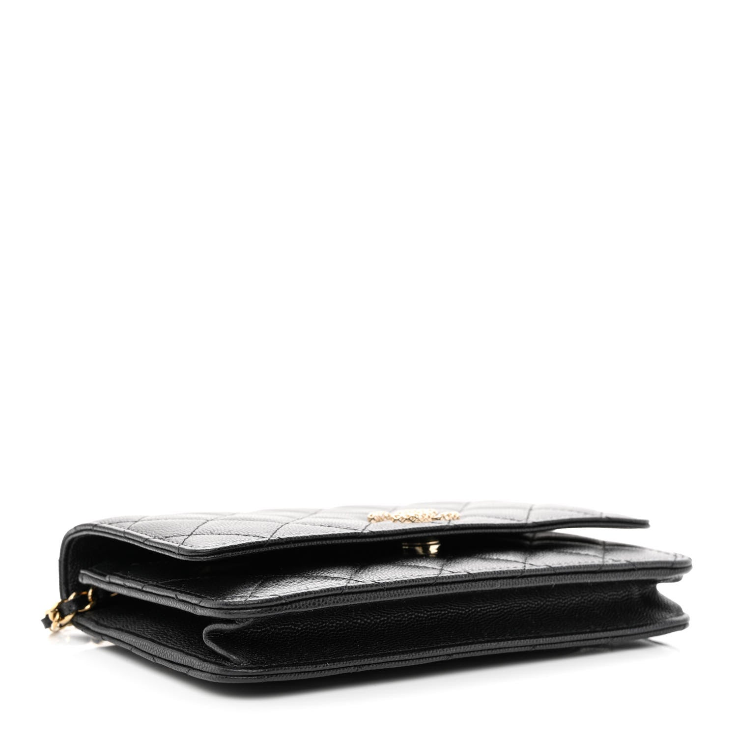 Chanel Caviar Quilted Perforated Metal CC Wallet On Chain WOC Black 4 of 13