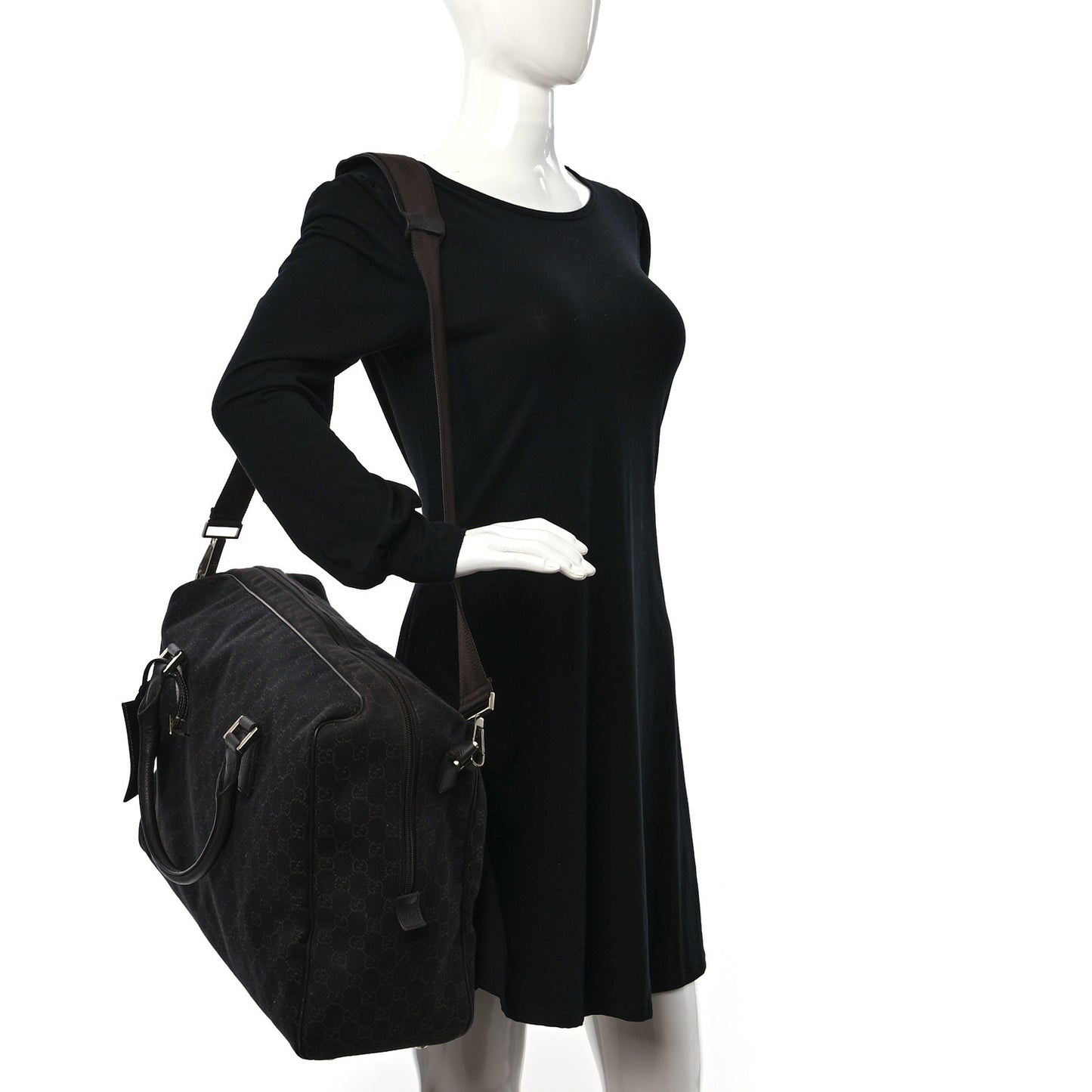 Denim Monogram Large Carry On Duffle Dark Brown