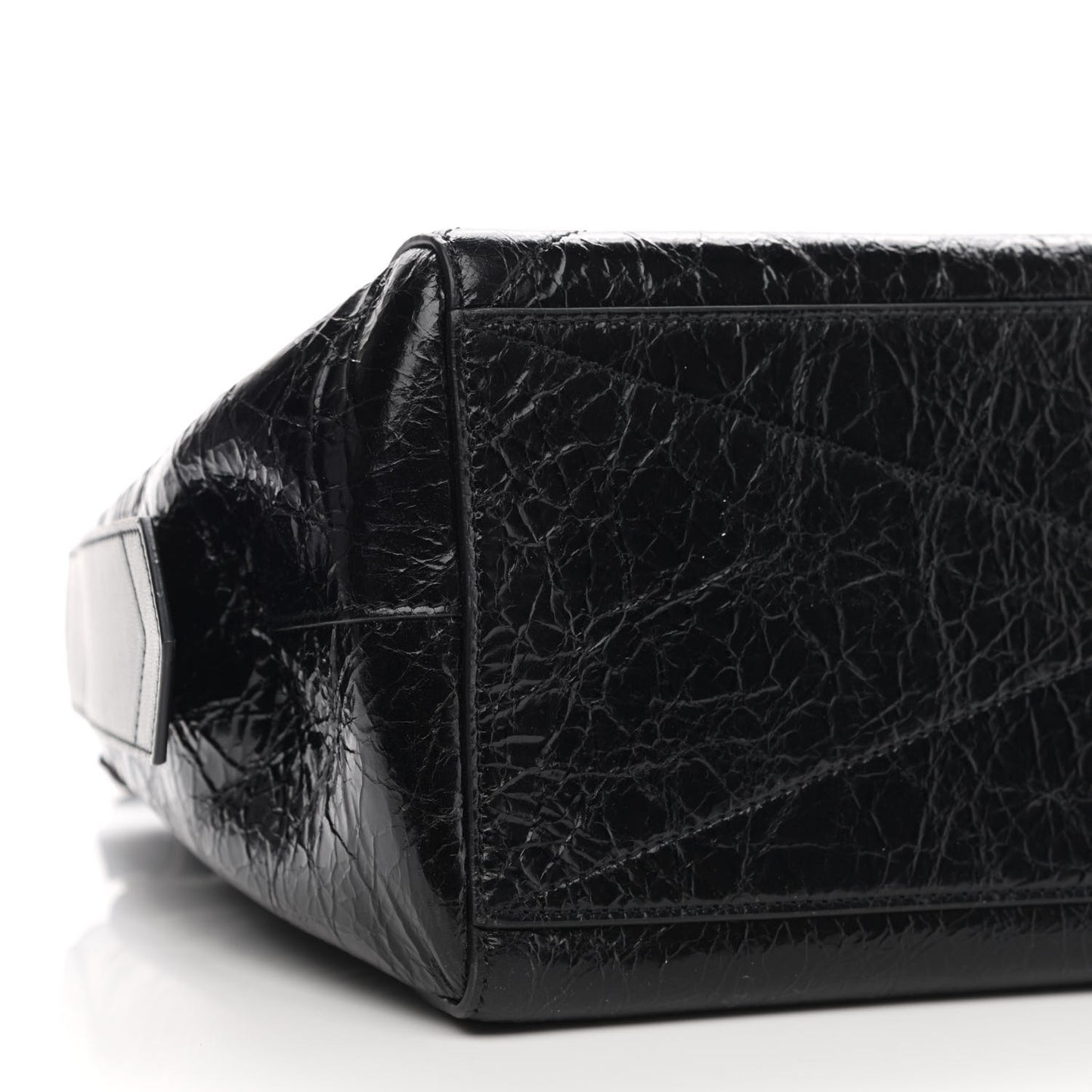 Creased Patent Calfskin Medium ID Flap Black