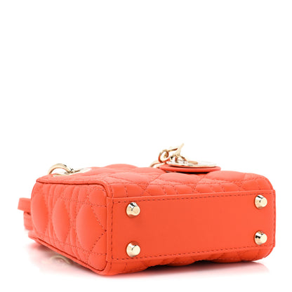 Christian Dior Lambskin Cannage Micro Lady Dior Orange 4 of 9