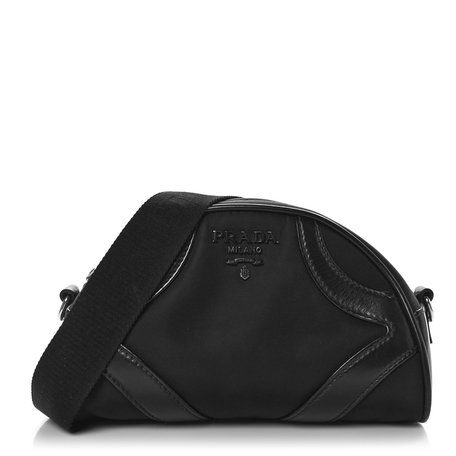 Prada Nylon Soft Calfskin Bowling Crossbody Bag Black 1 of 9