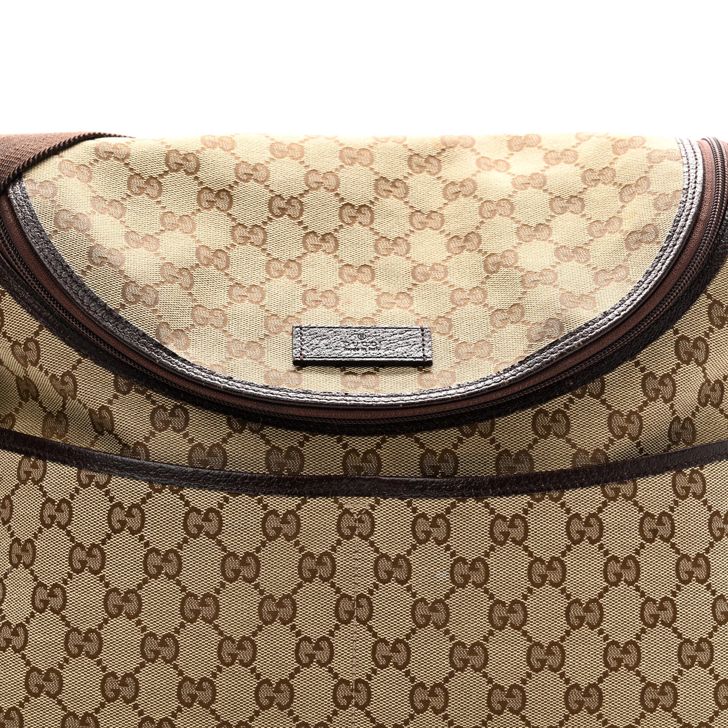 Gucci Monogram Natural Pigskin Large Diaper Bag Beige Ebony Cocoa Dark Chocolate 8 of 10