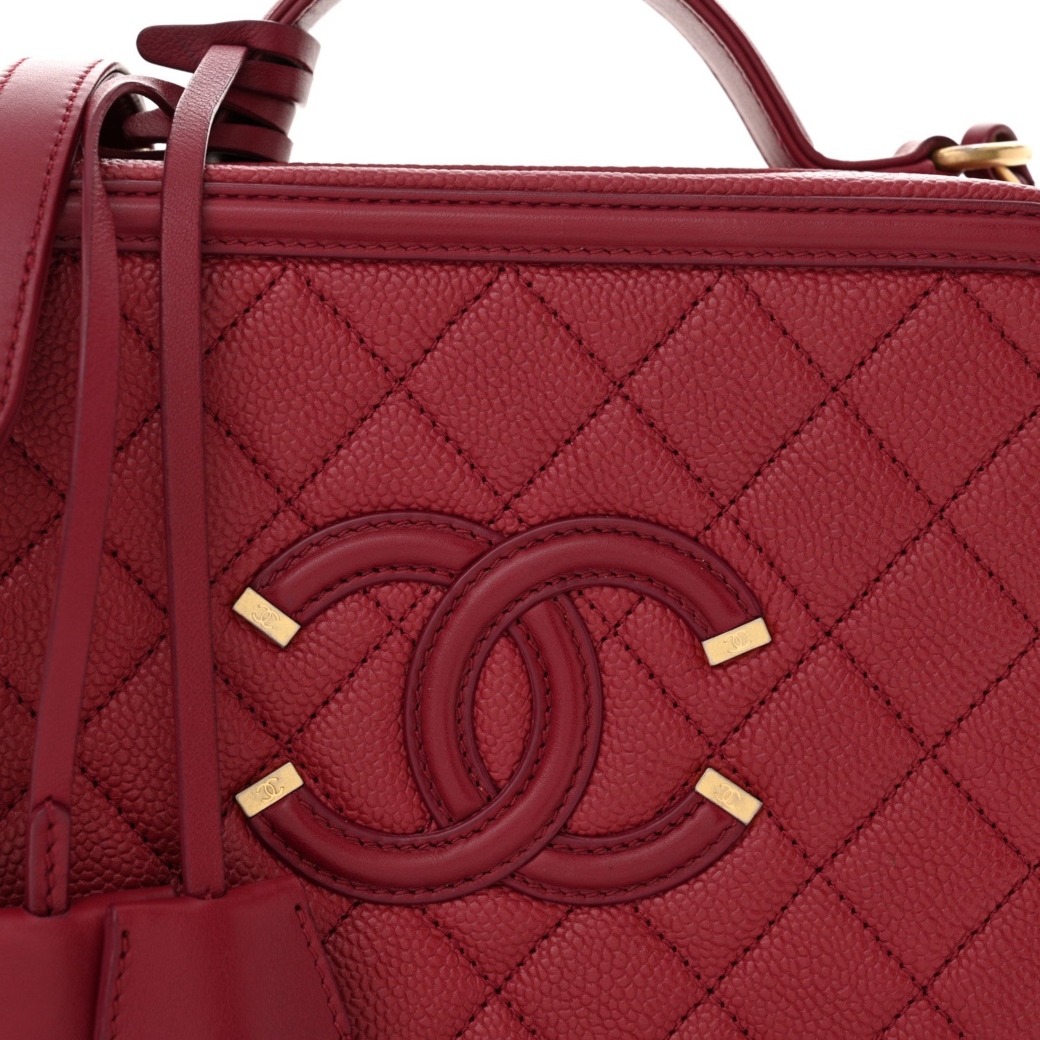 Chanel Caviar Quilted Medium CC Filigree Vanity Case Red 8 of 11