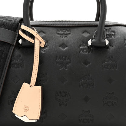 MCM Calfskin Ottomar Monogram Essential Boston Bag Black 8 of 10