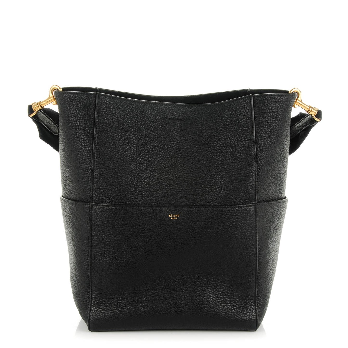 Goatskin Sangle Bucket Bag Black