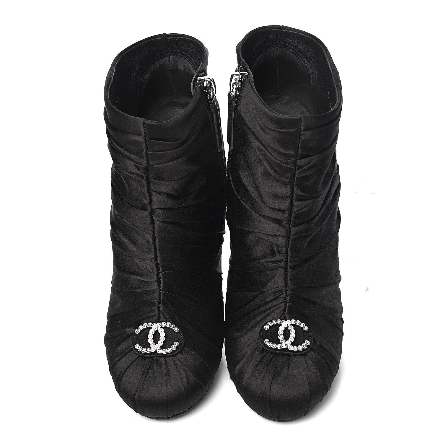 Chanel Satin Crystal CC Short Boots 37 Black 12 of 13